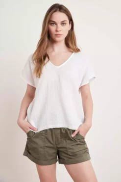 Velvet By Graham & Spencer ELSA COTTON GAUZE TOP