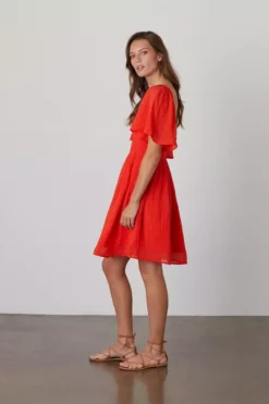 Velvet By Graham & Spencer Womens ESME SMOCKED COTTON GAUZE DRESS 10 Velvet By Graham & Spencer Womens ESME SMOCKED COTTON GAUZE DRESS