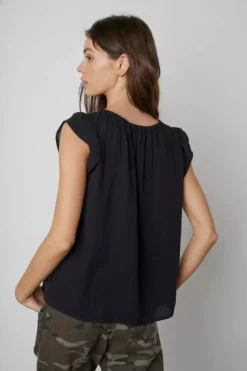 Velvet By Graham & Spencer KAIA COTTON GAUZE BLOUSE Womens