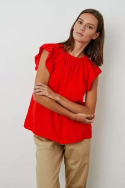Velvet By Graham & Spencer KAIA COTTON GAUZE BLOUSE