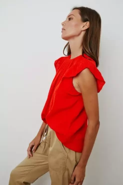 Velvet By Graham & Spencer KAIA COTTON GAUZE BLOUSE