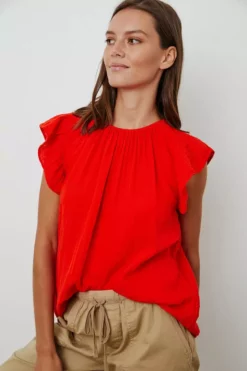 Velvet By Graham & Spencer KAIA COTTON GAUZE BLOUSE