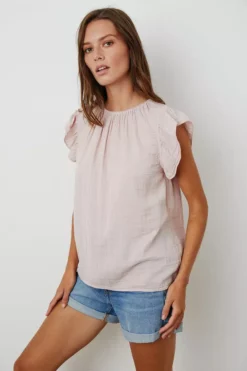 Velvet By Graham & Spencer KAIA COTTON GAUZE BLOUSE Womens