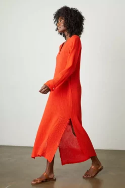 Velvet By Graham & Spencer Womens LORRAINE COTTON GAUZE CAFTAN DRESS