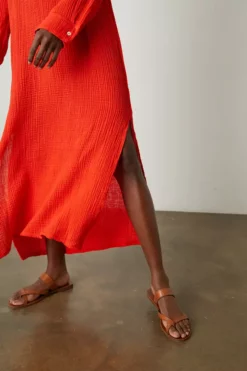 Velvet By Graham & Spencer Womens LORRAINE COTTON GAUZE CAFTAN DRESS