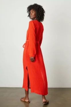 Velvet By Graham & Spencer Womens LORRAINE COTTON GAUZE CAFTAN DRESS