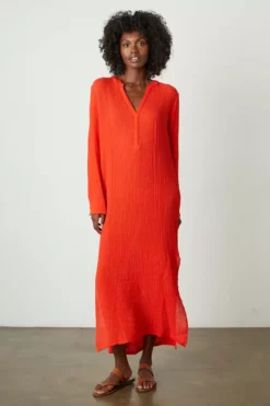 Velvet By Graham & Spencer Womens LORRAINE COTTON GAUZE CAFTAN DRESS