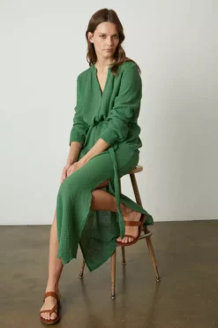 Velvet By Graham & Spencer Womens LORRAINE COTTON GAUZE CAFTAN DRESS