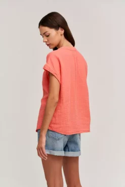Velvet By Graham & Spencer Womens PAMELA COTTON GAUZE BUTTON-UP TOP