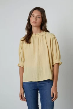 Velvet By Graham & Spencer ROSA COTTON GAUZE RUFFLE TOP