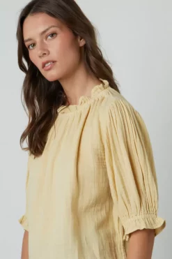 Velvet By Graham & Spencer ROSA COTTON GAUZE RUFFLE TOP