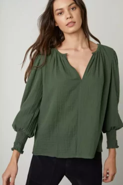 Velvet By Graham & Spencer Womens RYLEE COTTON GAUZE BLOUSE