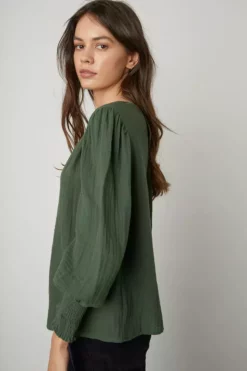 Velvet By Graham & Spencer Womens RYLEE COTTON GAUZE BLOUSE