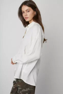 Velvet By Graham & Spencer SAWYER COTTON GAUZE BUTTON-UP TOP