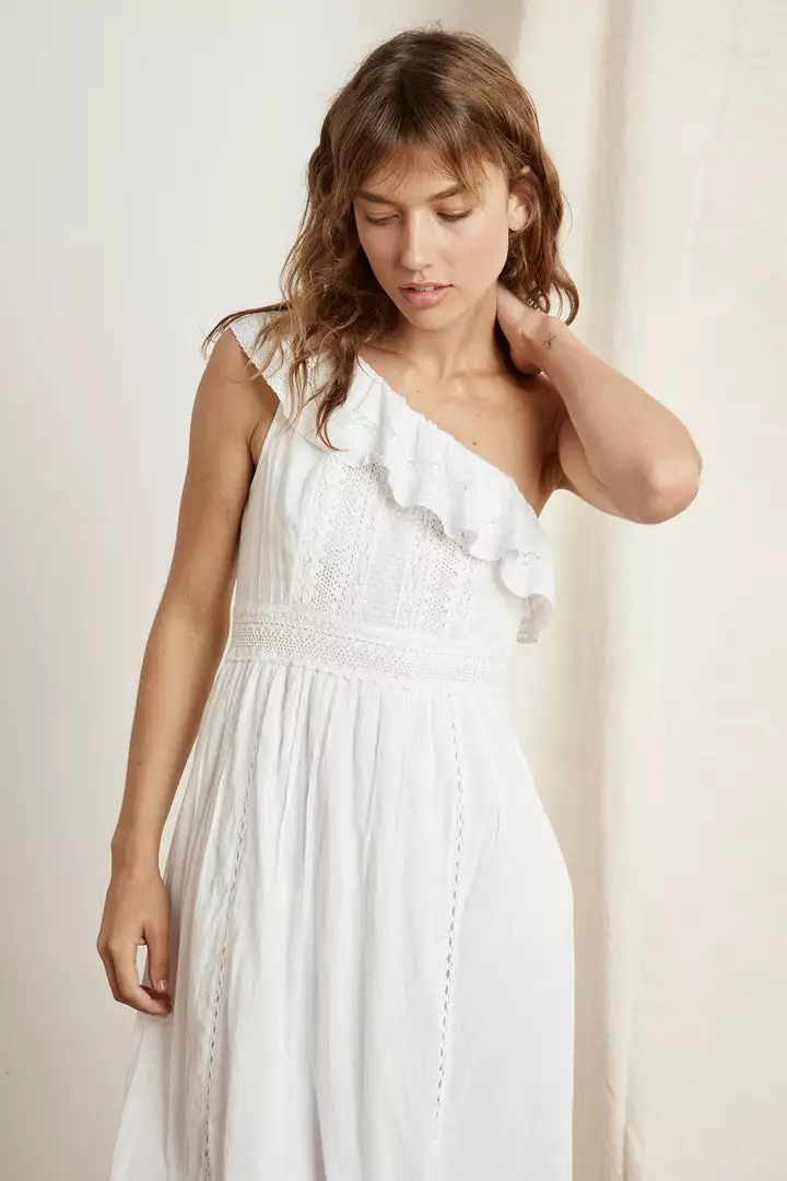 Velvet By Graham & Spencer COCO COTTON LACE ONE SHOULDER DRESS 2 Velvet By Graham & Spencer COCO COTTON LACE ONE SHOULDER DRESS