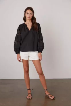 Velvet By Graham & Spencer TAYLER COTTON LACE BOHO TOP