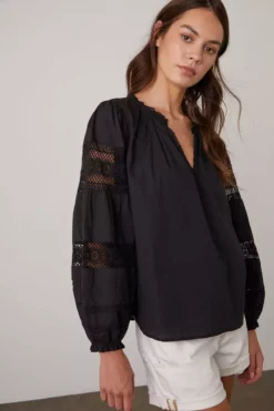 Velvet By Graham & Spencer TAYLER COTTON LACE BOHO TOP