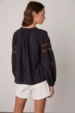 Velvet By Graham & Spencer TAYLER COTTON LACE BOHO TOP