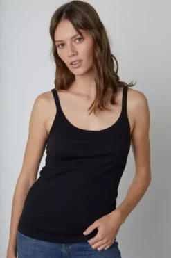 Velvet By Graham & Spencer Womens ALIZA RIBBED COTTON LAYERING TANK