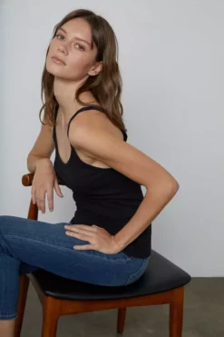 Velvet By Graham & Spencer Womens ALIZA RIBBED COTTON LAYERING TANK