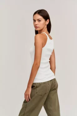 Velvet By Graham & Spencer Womens ALIZA RIBBED COTTON LAYERING TANK