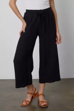 Velvet By Graham & Spencer Womens RAVYN COTTON GAUZE WIDE LEG PANT
