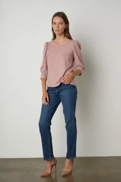 Velvet By Graham & Spencer Womens ANGELINA PUFF SLEEVE TEE