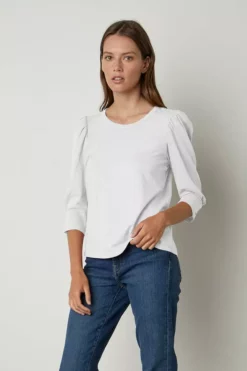 Velvet By Graham & Spencer Womens ANGELINA PUFF SLEEVE TEE