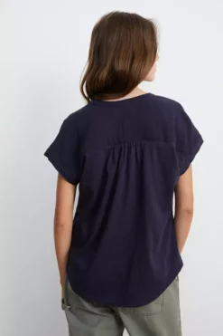 Velvet By Graham & Spencer Womens CARAH COTTON CONTRAST BLOUSE