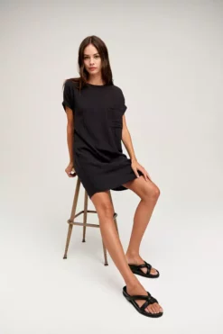 Velvet By Graham & Spencer HANNA COTTON SLUB MIX DRESS Womens