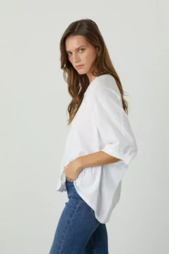 Velvet By Graham & Spencer Womens HELEN 3/4 SLEEVE OVERSIZED TEE 8 Velvet By Graham & Spencer Womens HELEN 3/4 SLEEVE OVERSIZED TEE