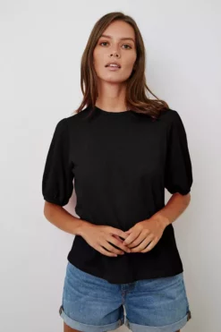 Velvet By Graham & Spencer Womens JOELLA PUFF SLEEVE TEE