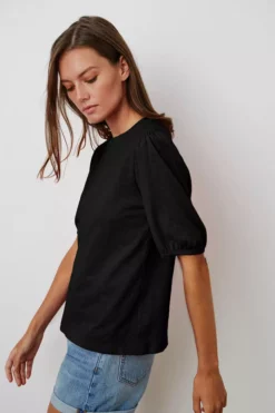 Velvet By Graham & Spencer Womens JOELLA PUFF SLEEVE TEE