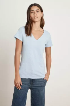 Velvet By Graham & Spencer LILITH COTTON SLUB V-NECK TEE Womens