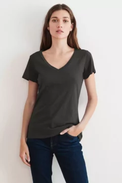 Velvet By Graham & Spencer LILITH COTTON SLUB V-NECK TEE Womens