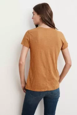 Velvet By Graham & Spencer LILITH COTTON SLUB V-NECK TEE Womens