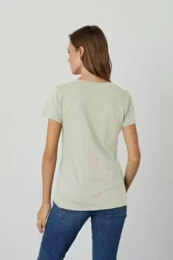Velvet By Graham & Spencer LILITH COTTON SLUB V-NECK TEE Womens