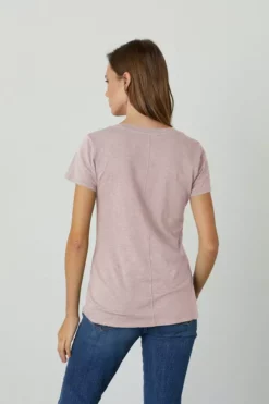 Velvet By Graham & Spencer Womens LILITH COTTON SLUB V-NECK TEE