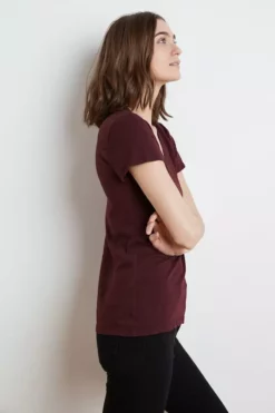 Velvet By Graham & Spencer LILITH COTTON SLUB V-NECK TEE Womens