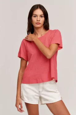 Velvet By Graham & Spencer LULA COTTON SLUB SWING TEE Womens