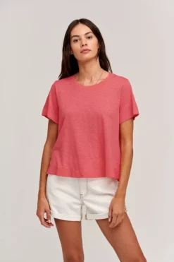 Velvet By Graham & Spencer LULA COTTON SLUB SWING TEE Womens