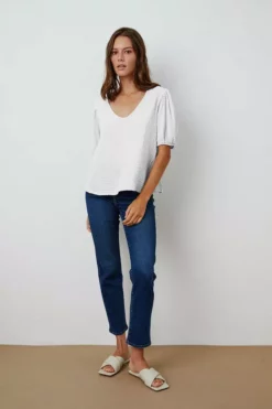 Velvet By Graham & Spencer Womens LOUISA PUFF SLEEVE TOP 20 Velvet By Graham & Spencer Womens LOUISA PUFF SLEEVE TOP