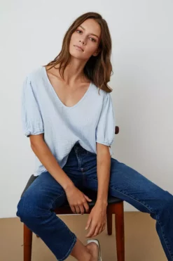 Velvet By Graham & Spencer Womens LOUISA PUFF SLEEVE TOP 27 Velvet By Graham & Spencer Womens LOUISA PUFF SLEEVE TOP