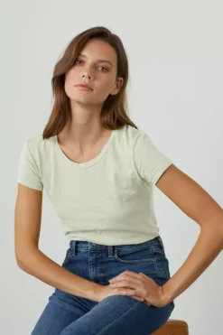 Velvet By Graham & Spencer ODELIA COTTON SLUB CREW NECK TEE