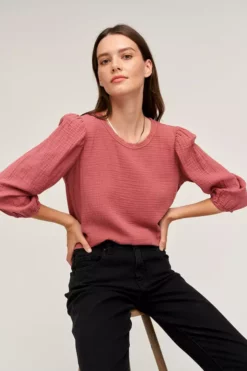 Velvet By Graham & Spencer REEBA COTTON CONTRAST TEE Womens