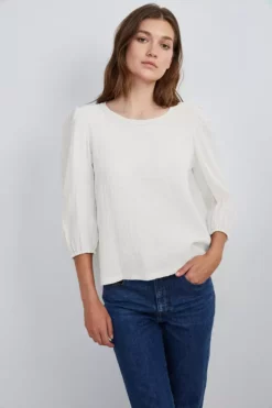 Velvet By Graham & Spencer Womens REEBA COTTON CONTRAST TOP