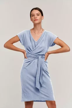 Velvet By Graham & Spencer Womens VERONICA COTTON SLUB WRAP DRESS