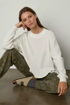 Velvet By Graham & Spencer PAIGE OVERSIZED COTTON THERMAL TEE Womens