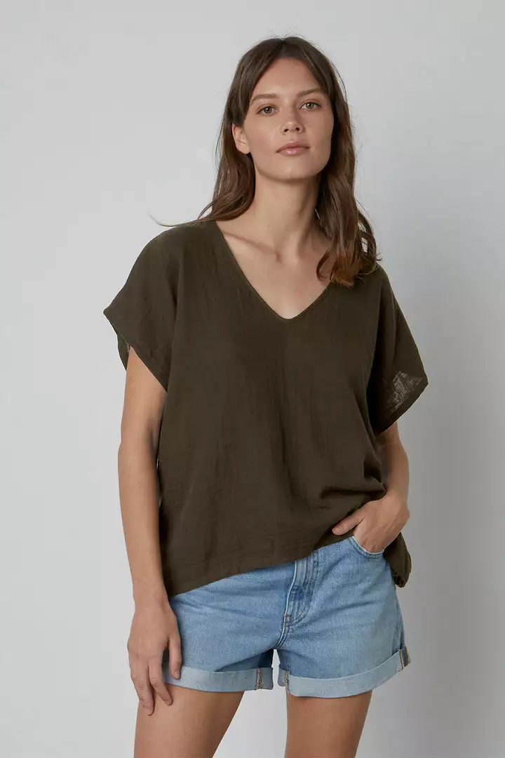 Velvet By Graham & Spencer ELSA COTTON GAUZE TOP Womens 1 Velvet By Graham & Spencer ELSA COTTON GAUZE TOP Womens
