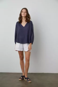 Velvet By Graham & Spencer MARILYN COTTON GAUZE PEASANT BLOUSE